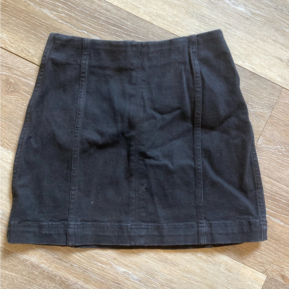 Black denim miniskirt